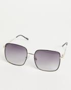 Monki Chleo Oversized Wire Frame Sunglasses In Black