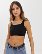 Noisy May Square Neck Crop Top-black