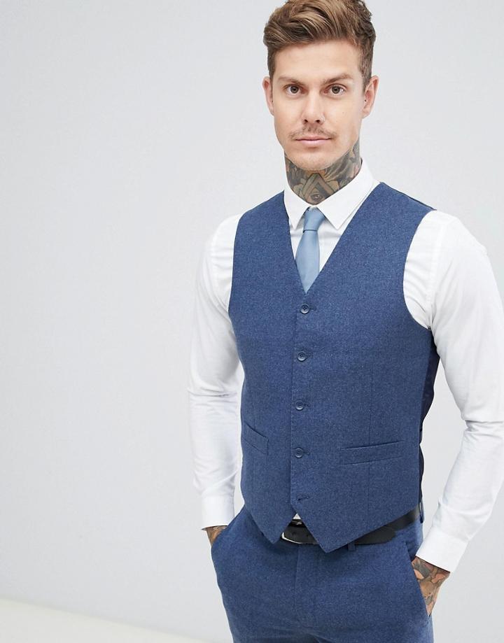 Gianni Feraud Slim Fit Wool Blend Heritage Donnegal Vest - Navy