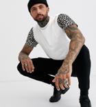 Only & Sons Leopard Print Sleeve T-shirt In White