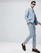 Gianni Feraud Wedding Slim Fit Plain Linen Suit Pants - Blue