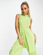 Naanaa Plisse Tunic Top In Green - Part Of A Set