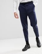 Asos Tapered Suit Pants In Navy - Navy