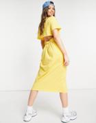 Asos Design Oversized Midi T-shirt Dress With Back Detail Cut Out In Yellow
