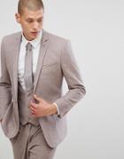Asos Skinny Suit Jacket In Wool Mix In Mink - Gray