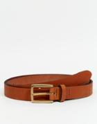 Asos Leather Skinny Belt In Tan - Tan