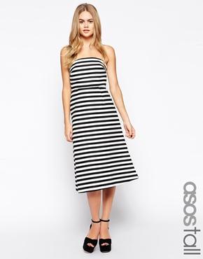 Asos Tall Stripe Structured Clean Bandeau Dress - Stripe
