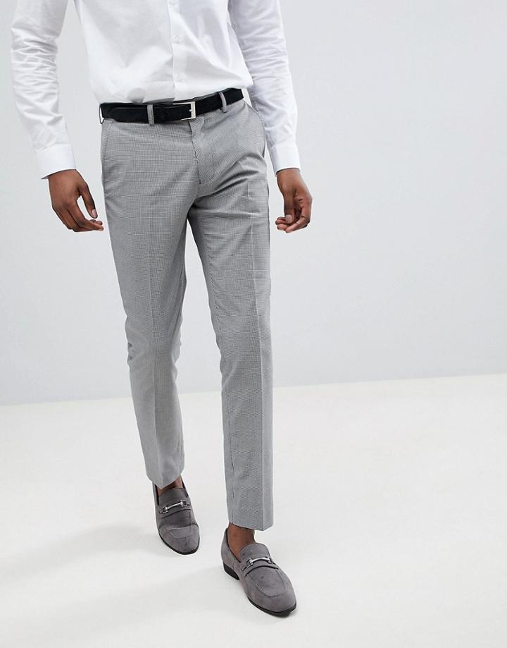 Moss London Skinny Pants In Gray Houndstooth - Multi