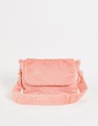 Asos Design Cross Body In Orange Faux Fur
