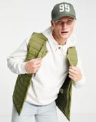 Jack & Jones Originals Quilted Liner Vest In Khaki-green