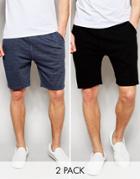 Asos 2 Pack Jersey Shorts Save 17% - Black Blue Marl