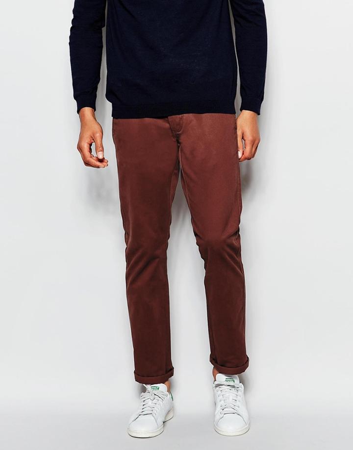 Selected Homme Chinos In Slim Fit - Burgundy