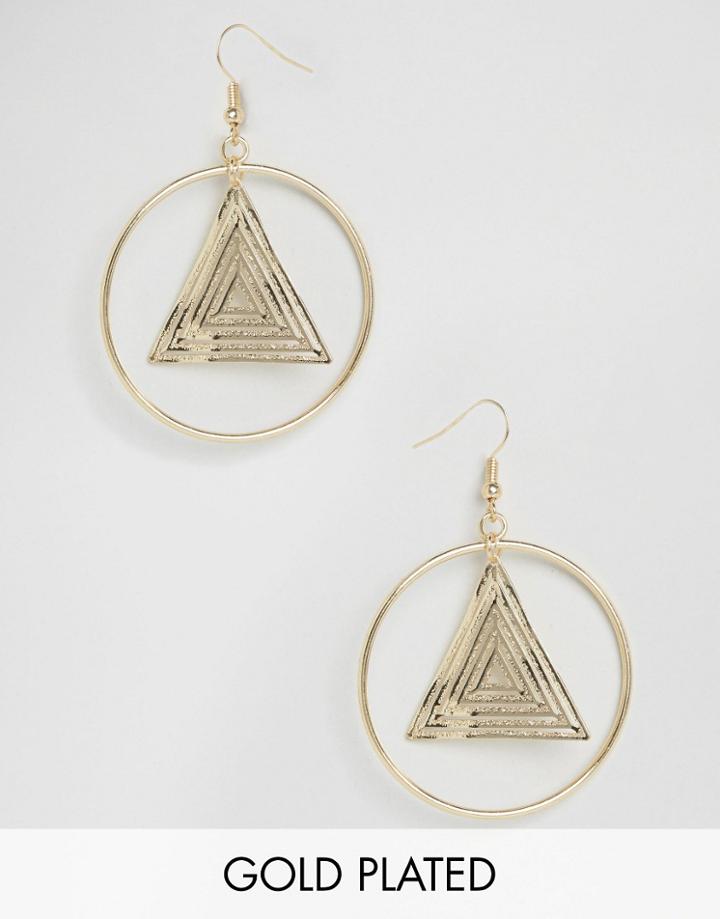 Nylon Gold Plated Hoop Drop Earrings - Gold Plated