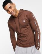 Le Breve Lounge Back Tape Hoodie In Chocolate - Part Of A Set-brown