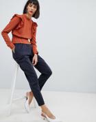 Unique 21 Stripe Straight Leg Tailored Pants - Navy