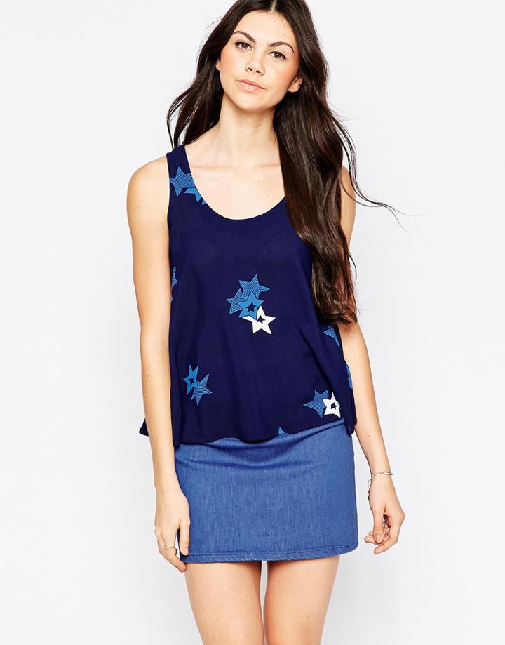 See By Chloe Swing Tank With Star Print - Navy