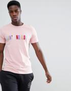 Jack & Jones Originals Drop Shoulder T-shirt With Chest Slogan - Pink