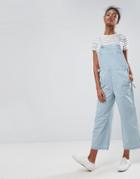 Asos Denim Jumpsuit With Tie Detail In Pretty Blue Wash - Blue