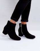 Truffle Collection Zip Trim Kitten Heel Boot - Black