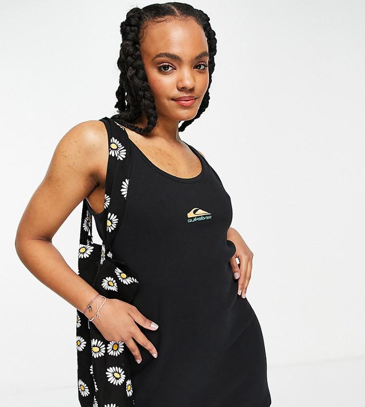 Quiksilver Sunrise Fever Ribbed Dress In Black - Exclusive To Asos