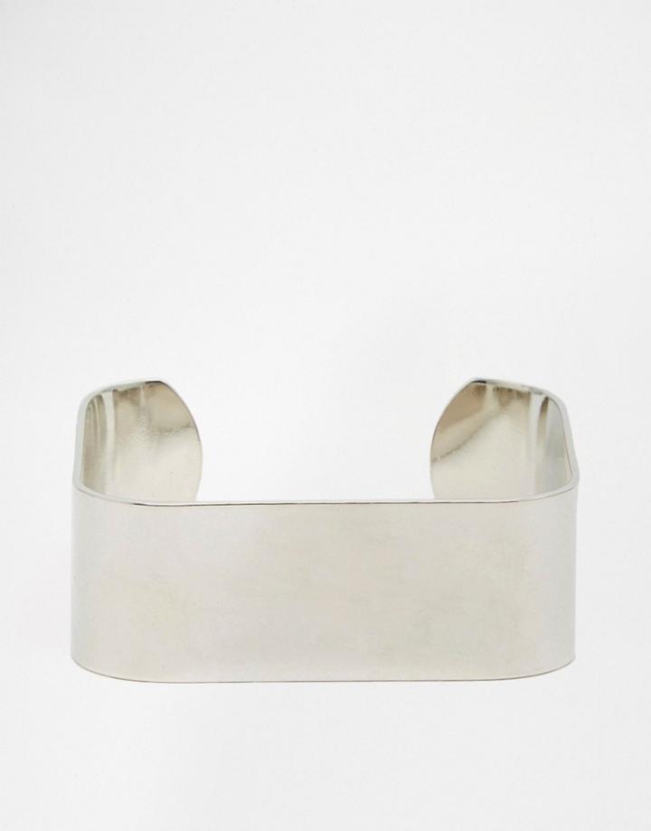 Asos Square Smooth Cuff Bracelet - Silver