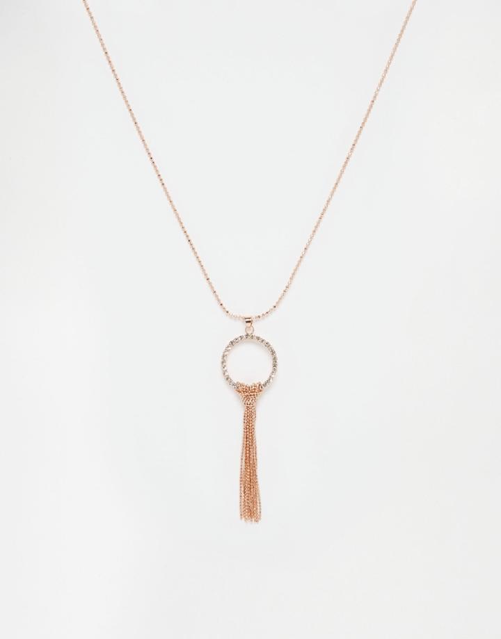 Coast Diamond Tassel Pendant Necklace - Rose Gold