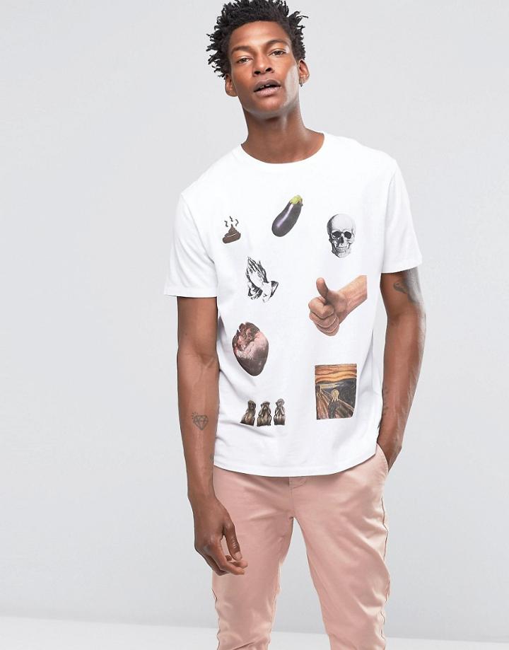 Wood Wood Emoji Print T-shirt - White