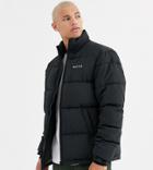Nicce Puffer Jacket In Black With Logo
