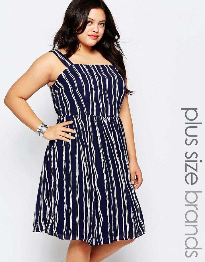 Lovedrobe Plus Skater Dress In Stripe