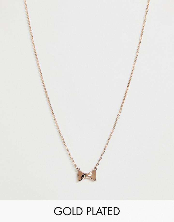Ted Baker Rose Gold Bow Pendant Necklace