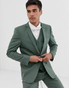 Asos Design Slim Suit Jacket In Sage Green