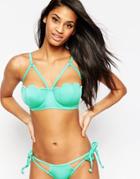 Asos Fuller Bust Exclusive Mermaid Strappy Bikini Top Dd-g - Seychelles Green