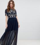 Frock And Frill Petite Embellished Top Maxi Dress - Navy