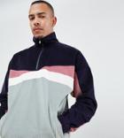 Asos Design Tall Cord Windbreaker In Color Block - Green