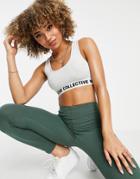 Asos Weekend Collective Scoop Neck Crop Top With Elastic Hem In Ice Heather-grey