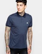 Pretty Green Polo Shirt With Polka Dot Print - Blue