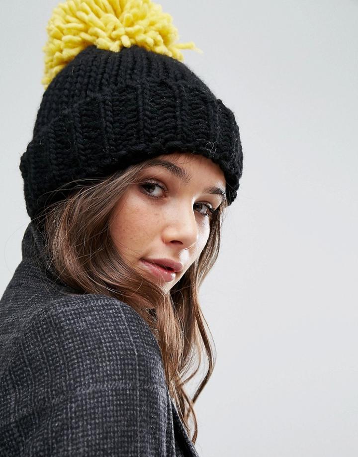 Helene Berman Oversized Beanie Hat - Black