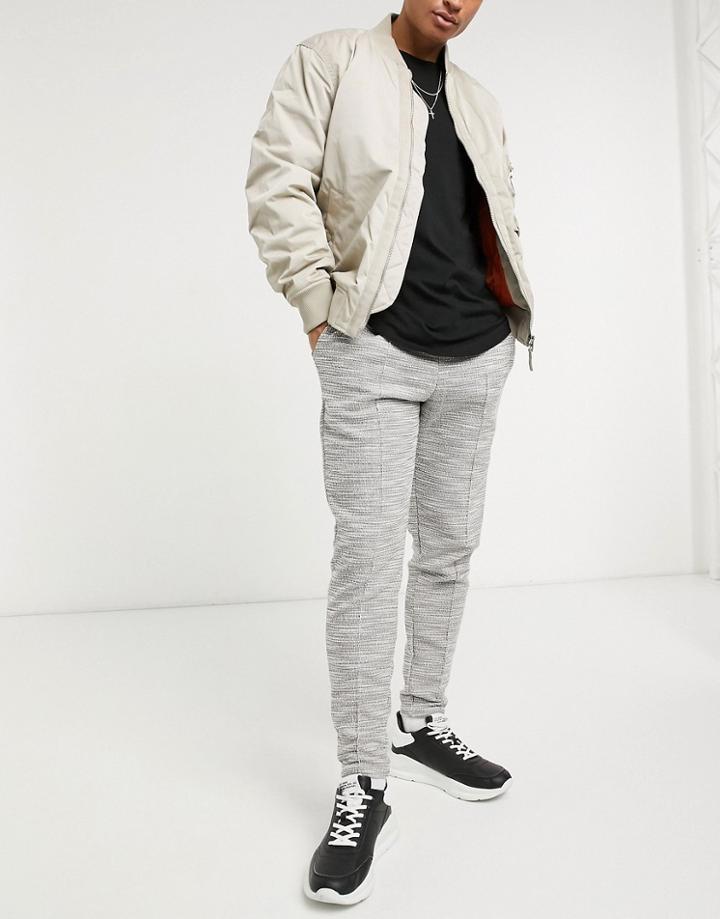 River Island Slim Textured Sweatpants In Gray-grey