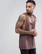 Asos Tank With Extreme Racer Back In Oxblood Marl - Red