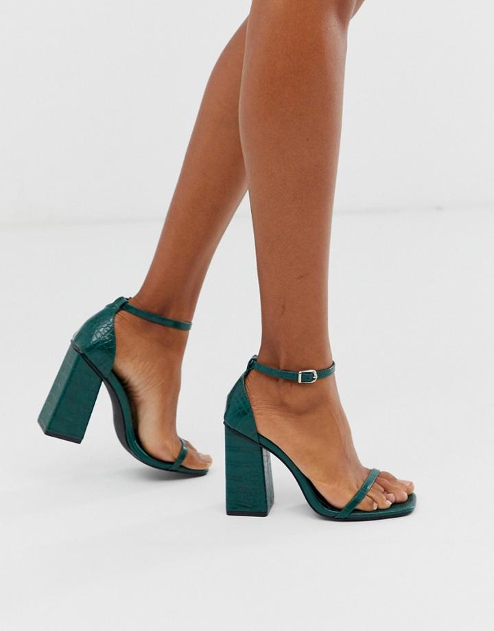Co Wren Square Toe Block Heeled Sandal-green