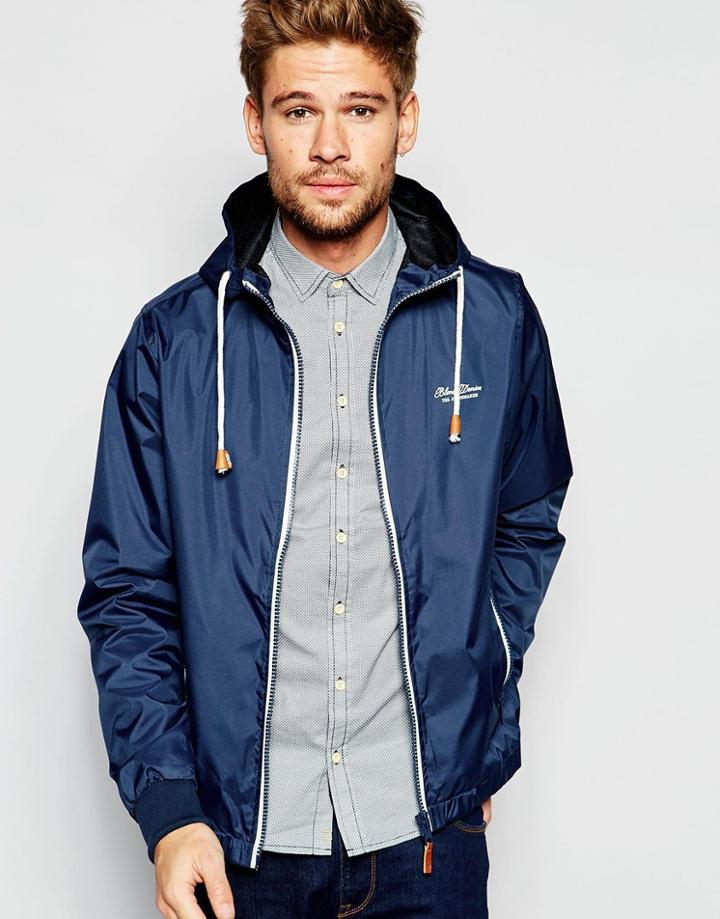 Blend Hooded Jacket Nylon In Navy - Navy