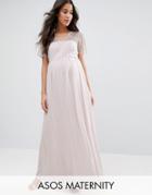 Asos Maternity Occasion Lace Maxi Dress - Gray
