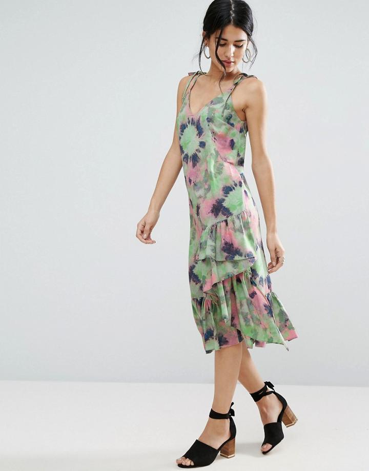 Asos Tie Dye Ruffle Hem Cami Dress - Multi