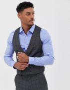 Harry Brown Slim Fit Burgundy Over Check Peek Lapel Suit Vest-gray