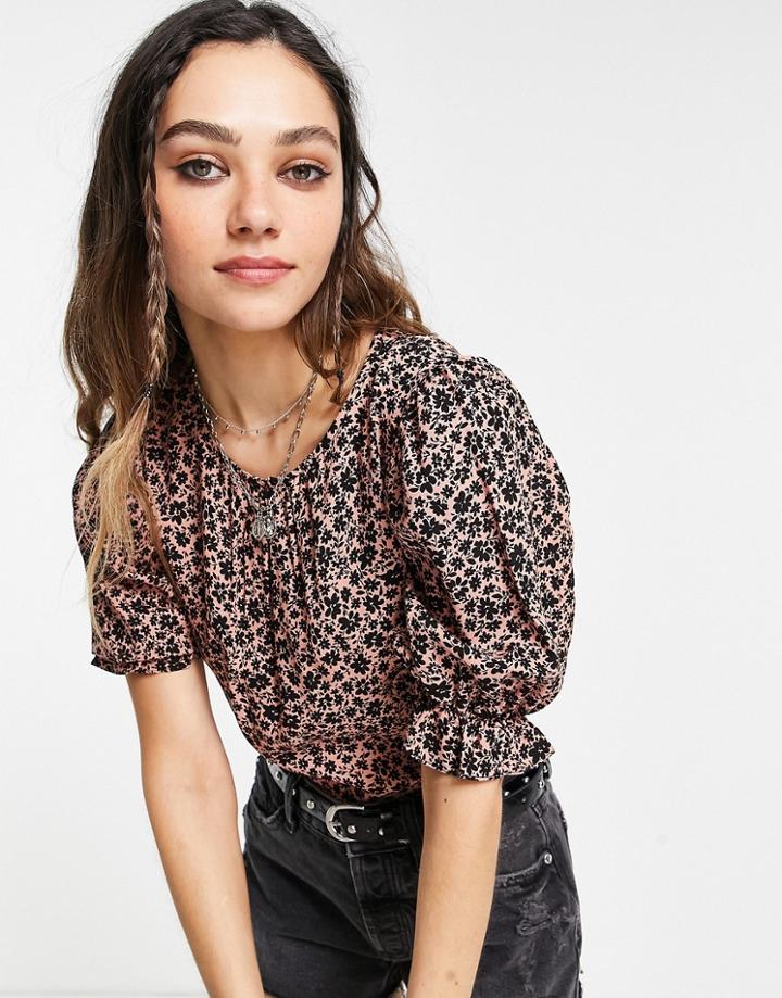 Miss Selfridge Tea Top In Pink Floral Print