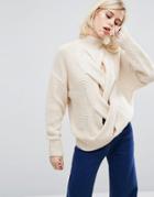 Lost Ink Plaited Cable Knit Sweater - Cream