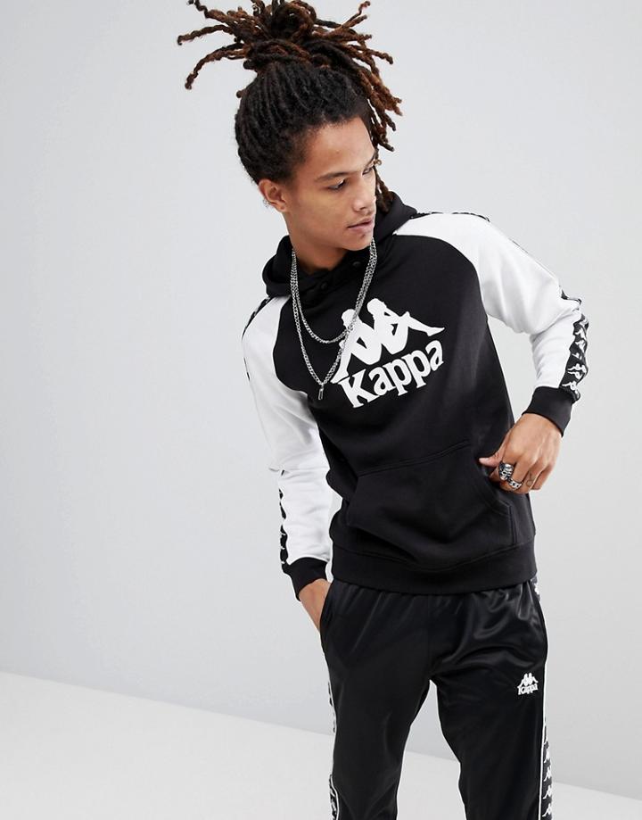Kappa Banda Hoodie With Large Logo In Black - Black