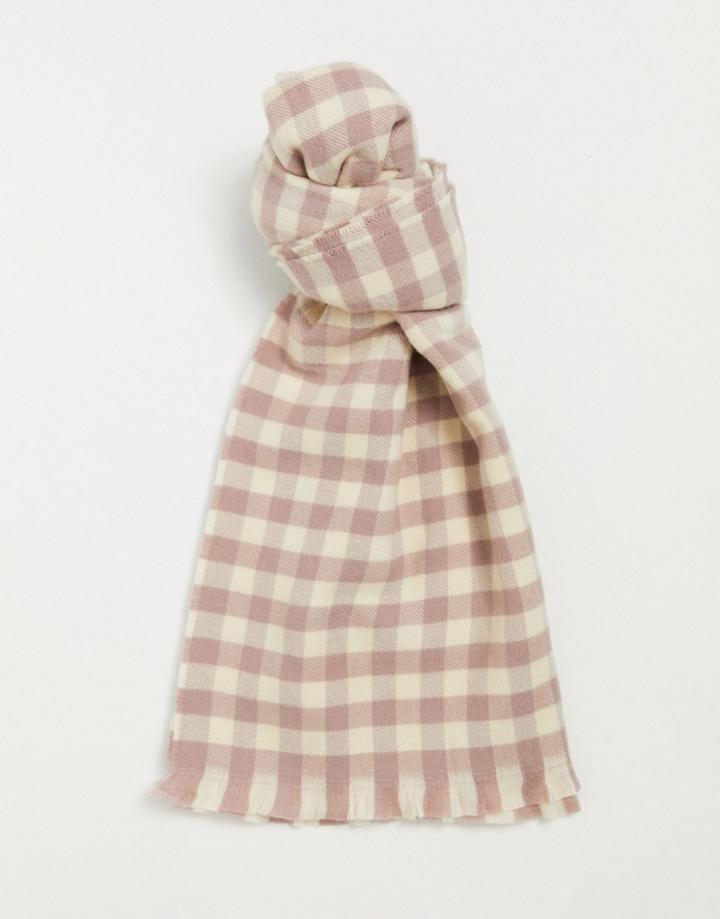 Asos Design Gingham Check Scarf In Mauve-multi