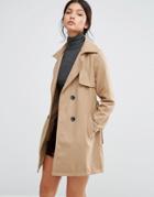 Love & Other Things Belted Trench Coat - Orange