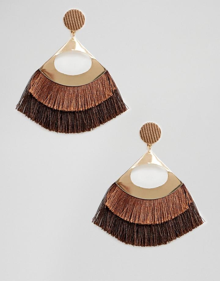 South Beach Tassle Fan Earrings - Multi